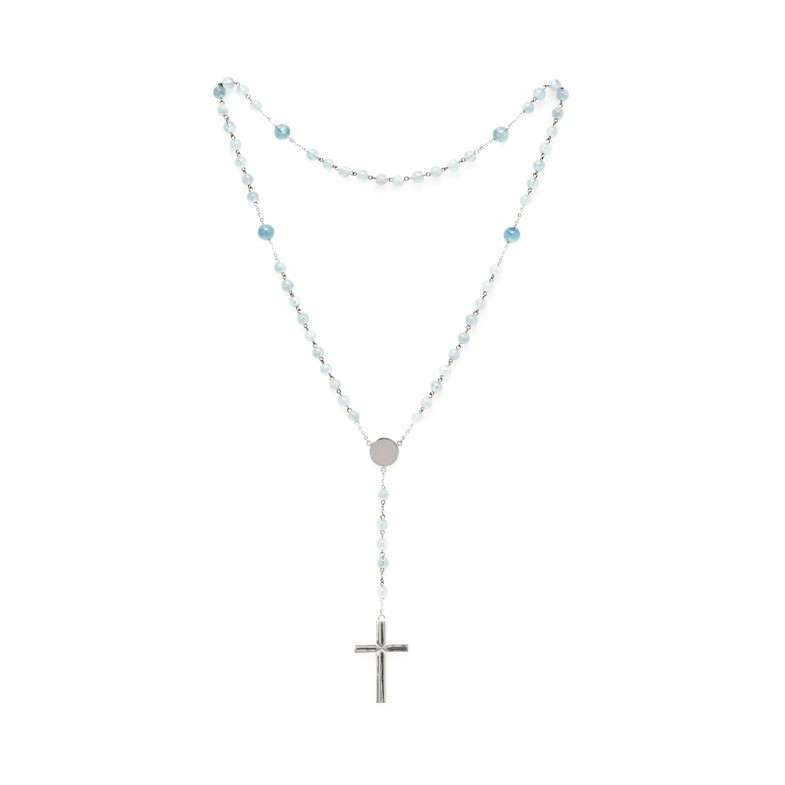 Aquamarin-Rosenkranz-Halskette 99928132340