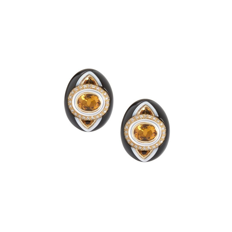 Brincos Citrino e Diamante GEOMÉTRICO 05710280221