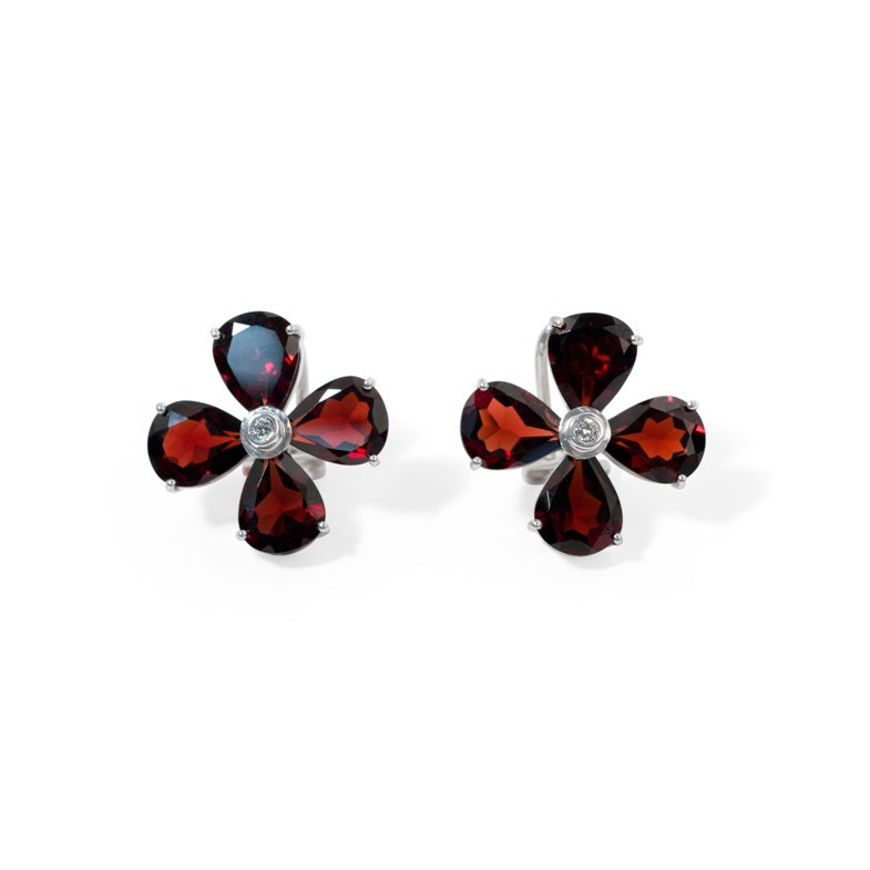 Boucles d'oreilles fleur grenat 06010650223