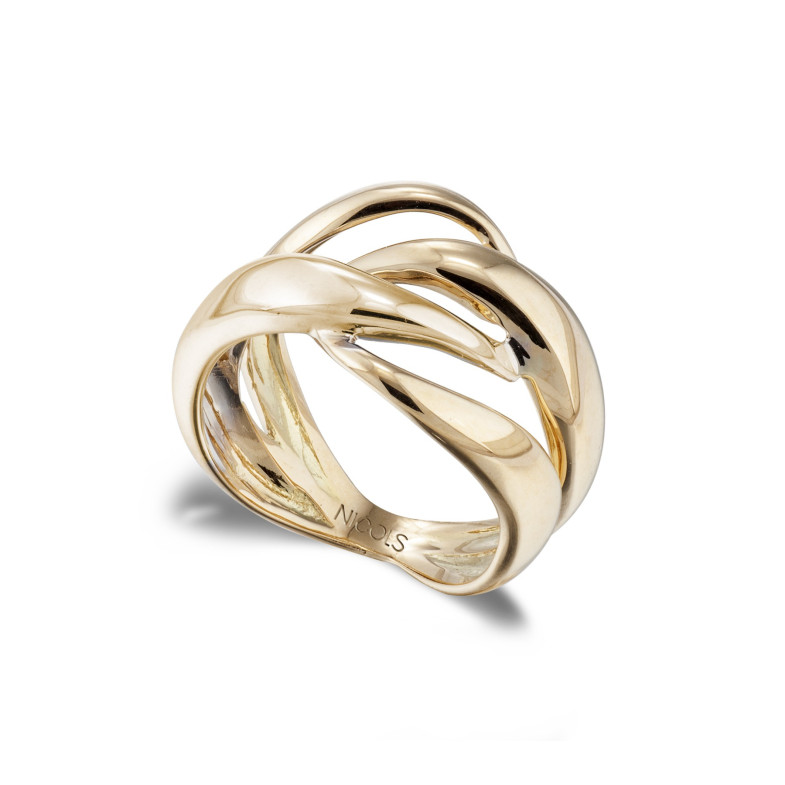 Ring Sculptural Gold Double Cross Band Yellow Gold 35010021510