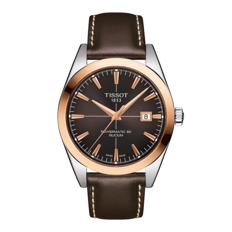TISSOT GENTLEMAN POWERMATIC 80 SILIZIUM MASSIVE 18K GOLDLÜNETTE T927.407.46.291.00