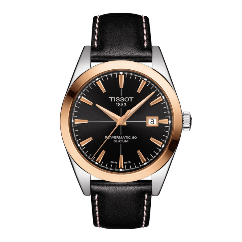 TISSOT GENTLEMAN POWERMATIC 80 SILIZIUM MASSIVE 18K GOLDLÜNETTE T927.407.46.051.00