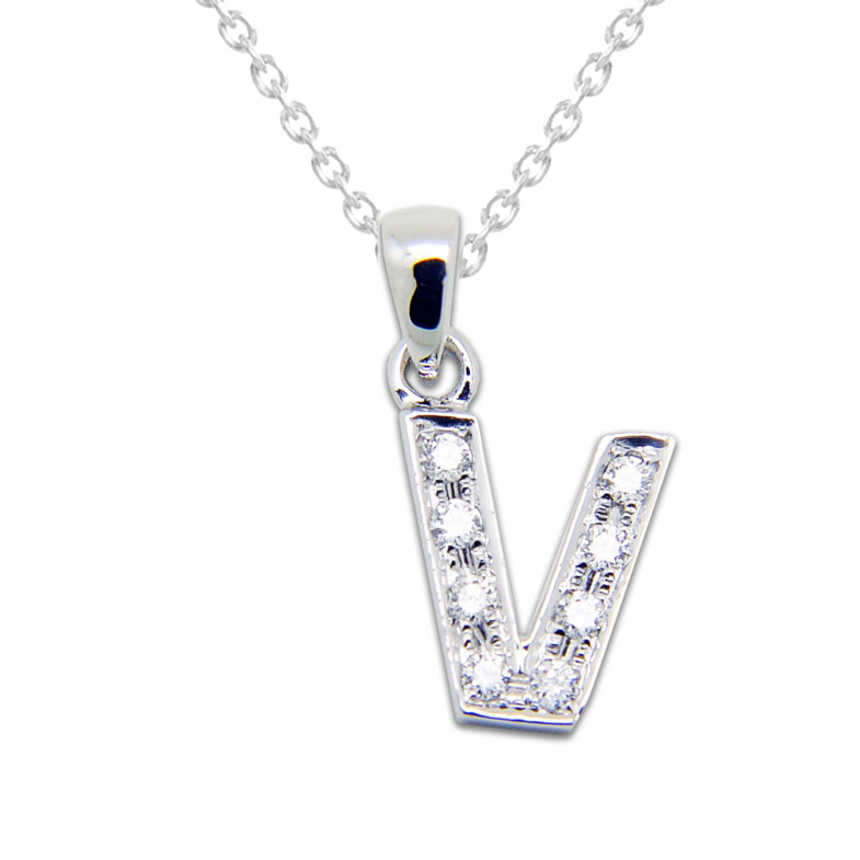LETTER V Initial Necklace DIAMOND 05710502141