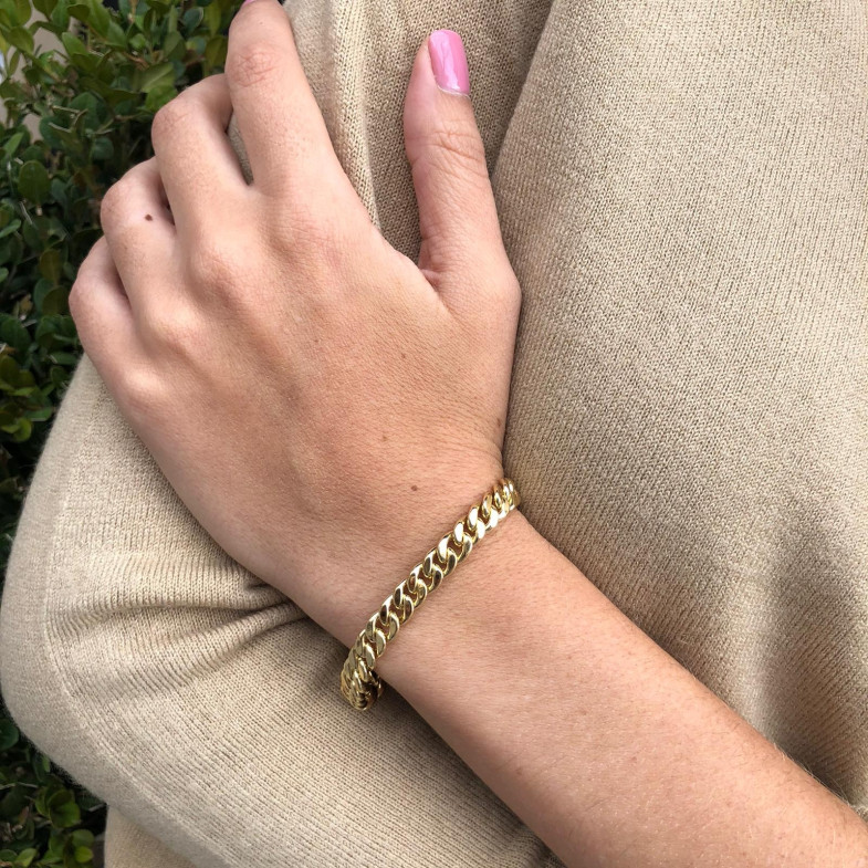 Bracciale in oro 18kt ESLABON CUBANO 7.5mm S 35110010130