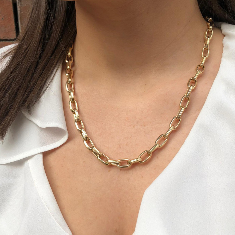 Cadeia de ouro 18kt ESLABON GALLON 13x7 50cm 35110030140