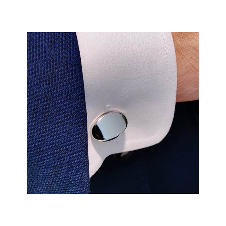 Silver Cufflinks Oval GRABABLE 33810112081