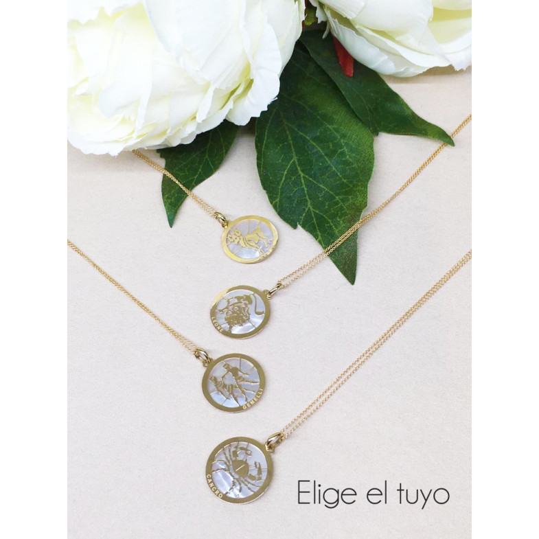 Collana zodiacale in oro 18 kt.e Madreperla
