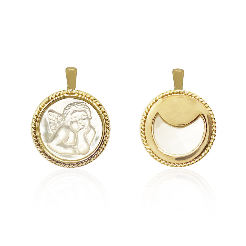 18kt Gold medal Angel Serafin Nacre Bisel Twisting 99929020052