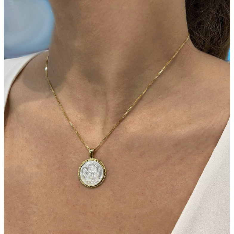 Angel Serafín Gold Medal 18kt Nacar Bisel Retornou 99929021052