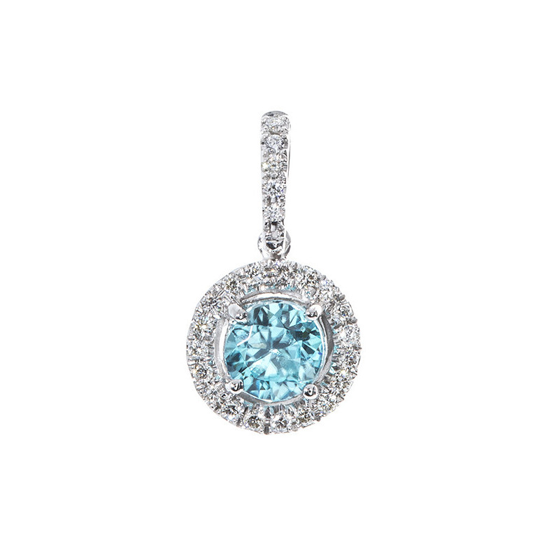 Pendentif en or Zircon Bleu SELLO REDONDO 14710933051
