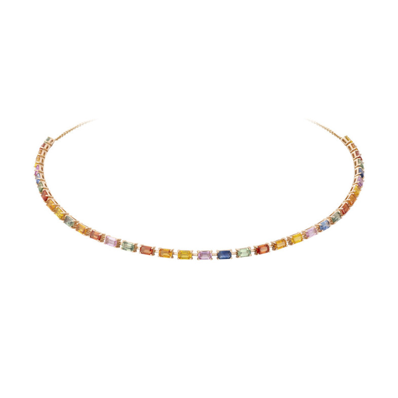 Saphir-Halsband Roségoldfarben RAINBOW 26910270040