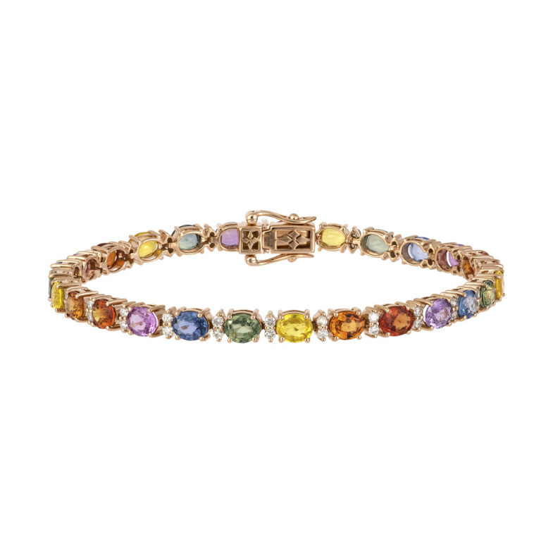 Pulsera Diamantes y Zafiros Colores Oro RosaRAINBOW 26910275031