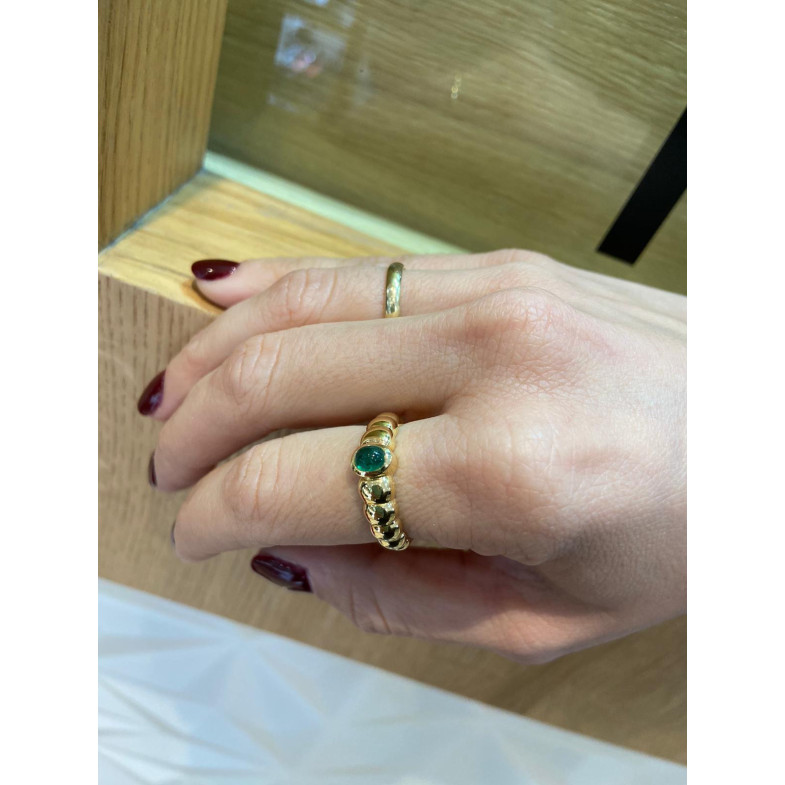 Bague Cabochon Émeraude Or Jaune NEW VINTAGE 533 99915660012
