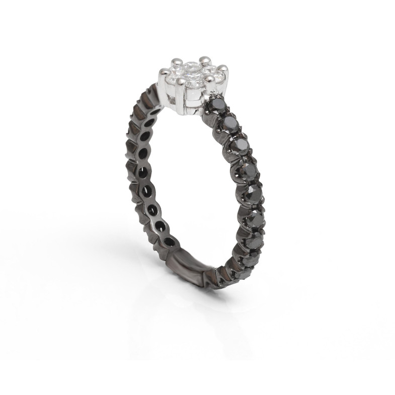 Anel de diamante preto branco PODER 26910200111