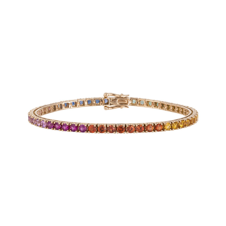 Pulseira Safira Cores Rosa de Ouro RAINBOW 26910278233