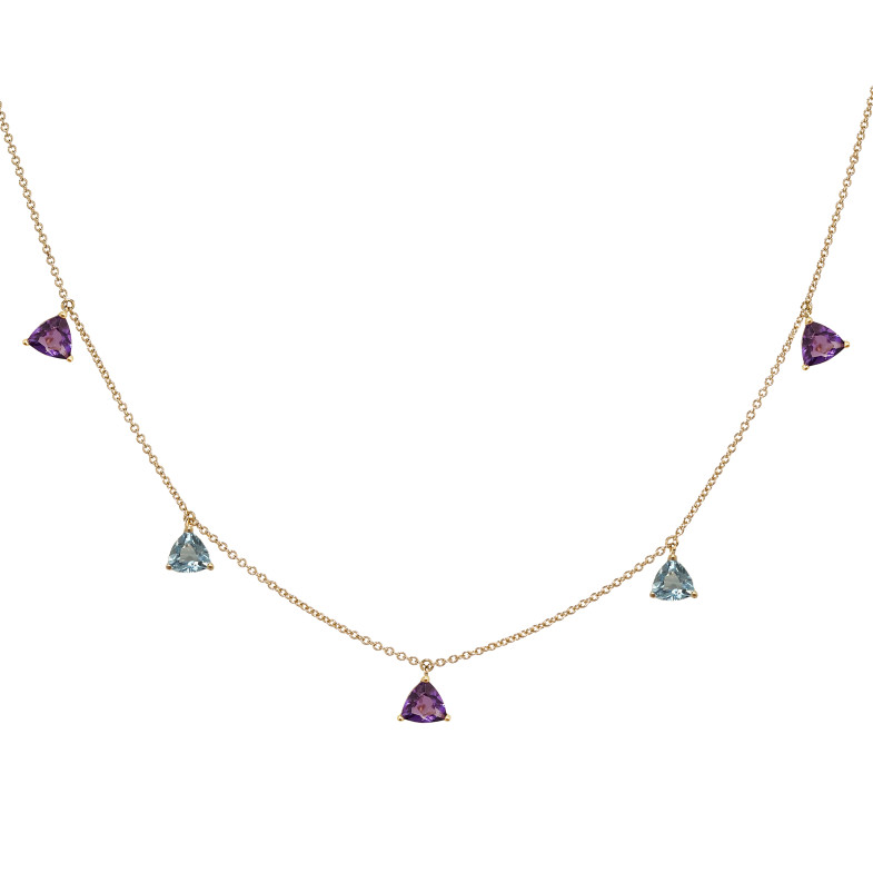 Colar pingentes Ametista pedras e Topaz TRILLON 14711195040