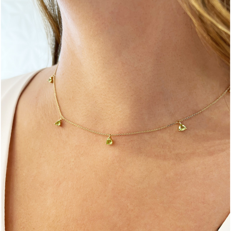 TRILLON Green Peridot Stones Pendants Necklace 14711190640