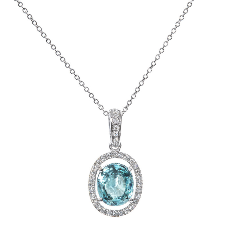 Ciondolo in oro Zircon Blu SELLO OVAL 14710936041