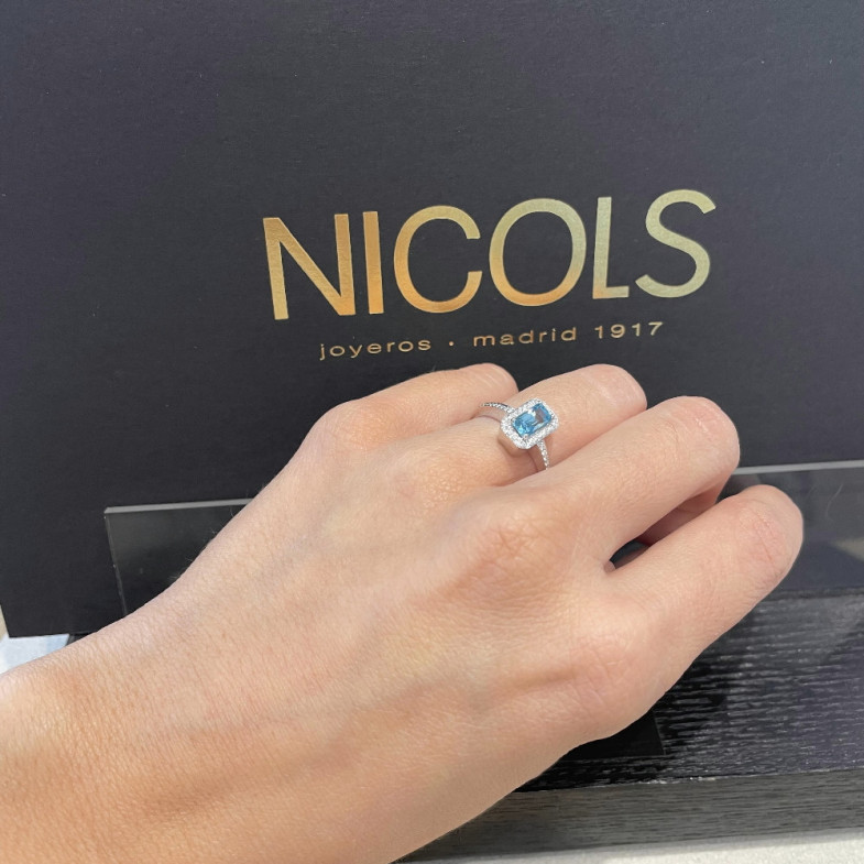 Anello in oro Zircon Blue SELLO BAGUETTE 14710940711