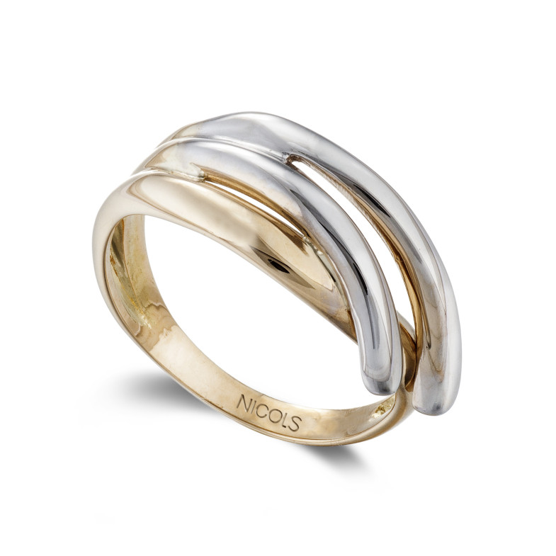 Gold Sculptural Double Whip Ring Yellow Gold and White Gold 35010033110
