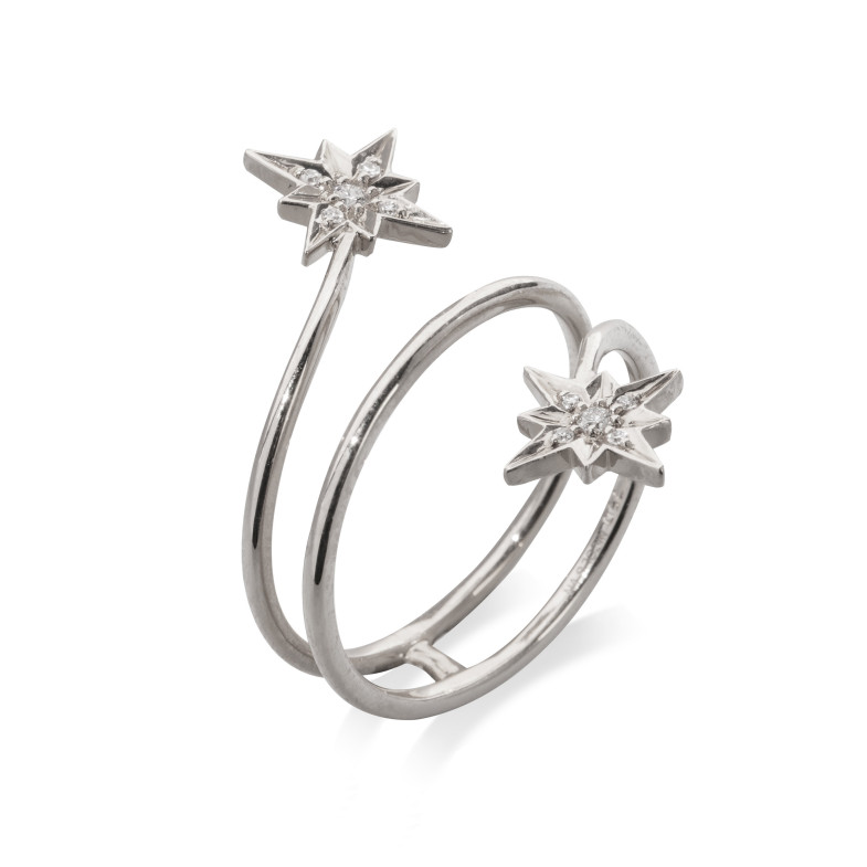 Anel de diamante estrela cadente cauda dupla PEQUENOS DETALHES 29210516611