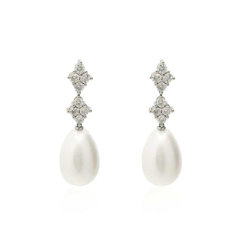Orecchini Diamanti e Perle DOPPIO ROMBO 99926513321