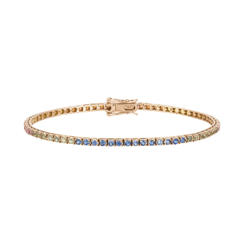 Bracelet Sapphire Couleurs Or Rose RAINBOW 2.60ct