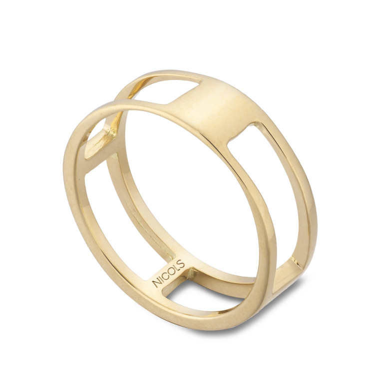 BASIC GOLD DAUMENRING 4 QUADRATISCHE LÖCHER 35010202510