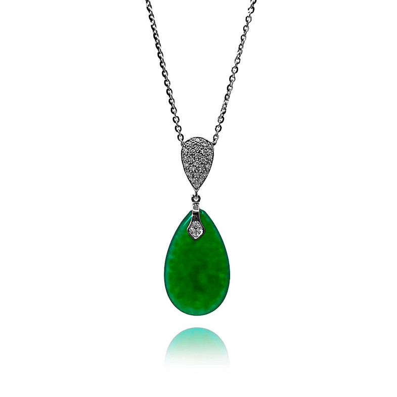Pendant Green Jade Gold and Diamonds SERENITY DROP 99929836041