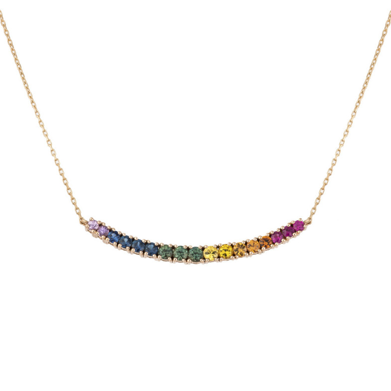 Saphir-Halsband Roségoldfarben RAINBOW 26910278042
