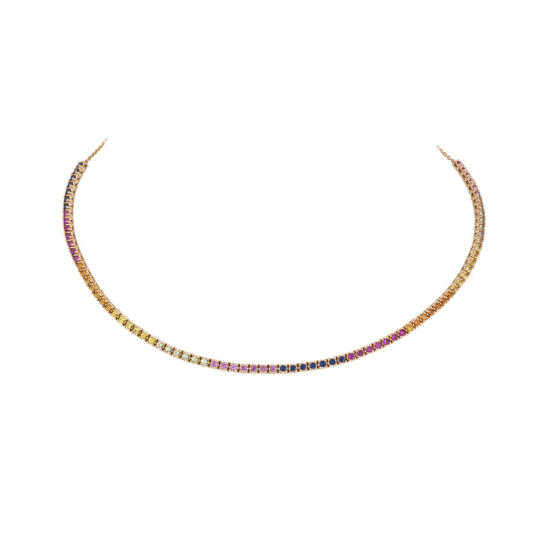 RAINBOW Rose Gold Colors Sapphires Choker