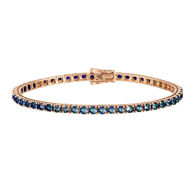 Pulsera Zafiros Azules 6.30ct Oro Rosa RAINBOW 26910278133