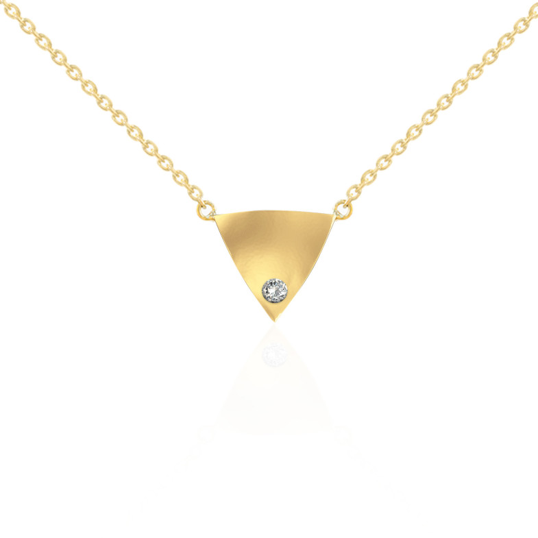 Yellow Gold Diamond Triangle Necklace ALWAYS 99929950041