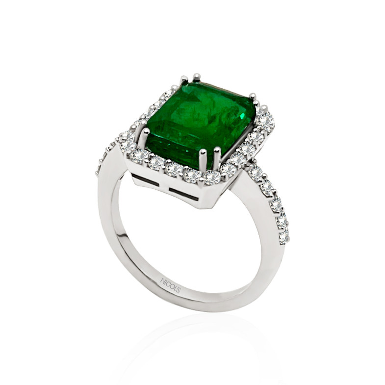 Bague émeraude SUNSET RECTANGLE 3.10ct Or blanc 99929910012