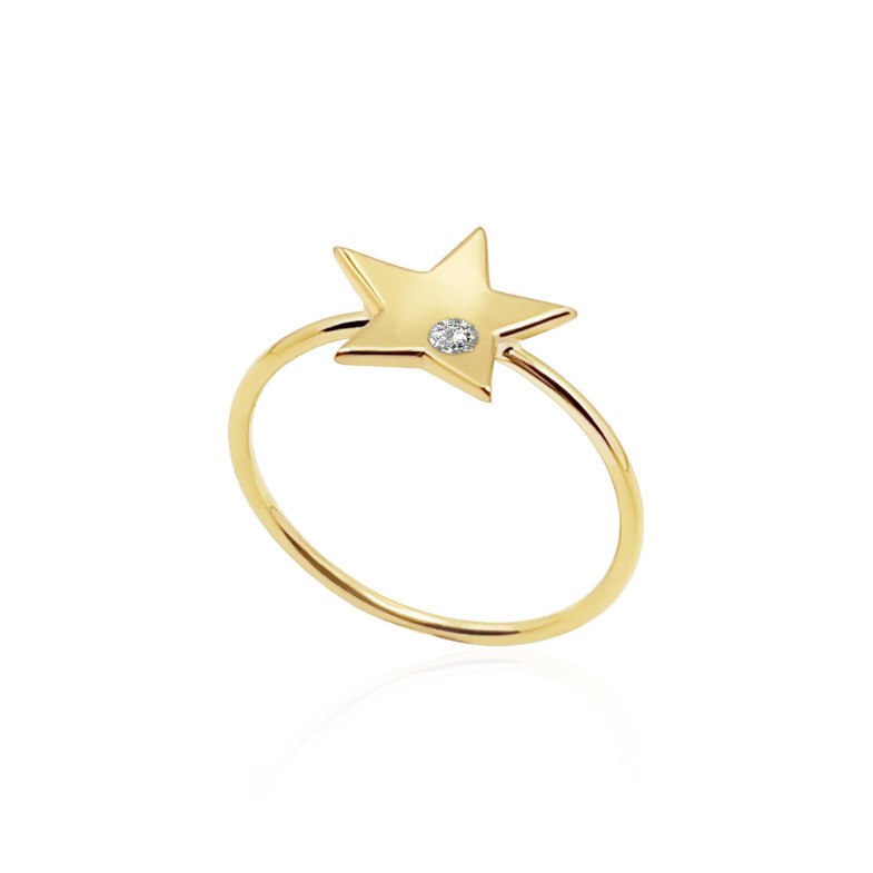 Yellow Gold Diamond Star Ring ALWAYS 99929952011