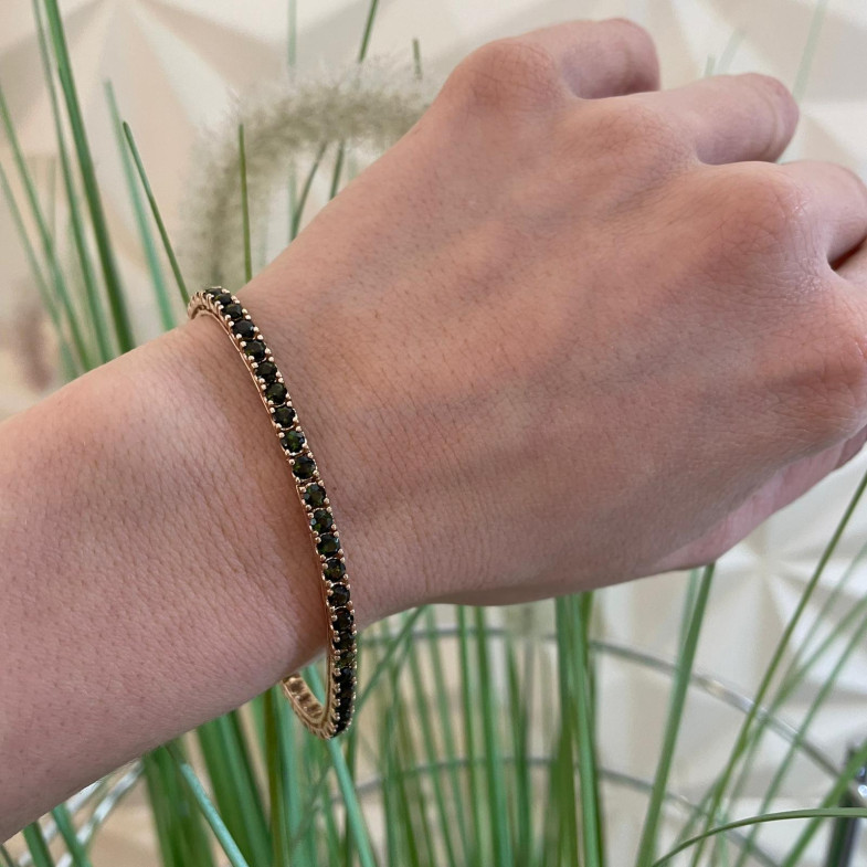 Bracelet en saphir vert foncé 6.30ct Rose Gold RAINBOW 26910278134