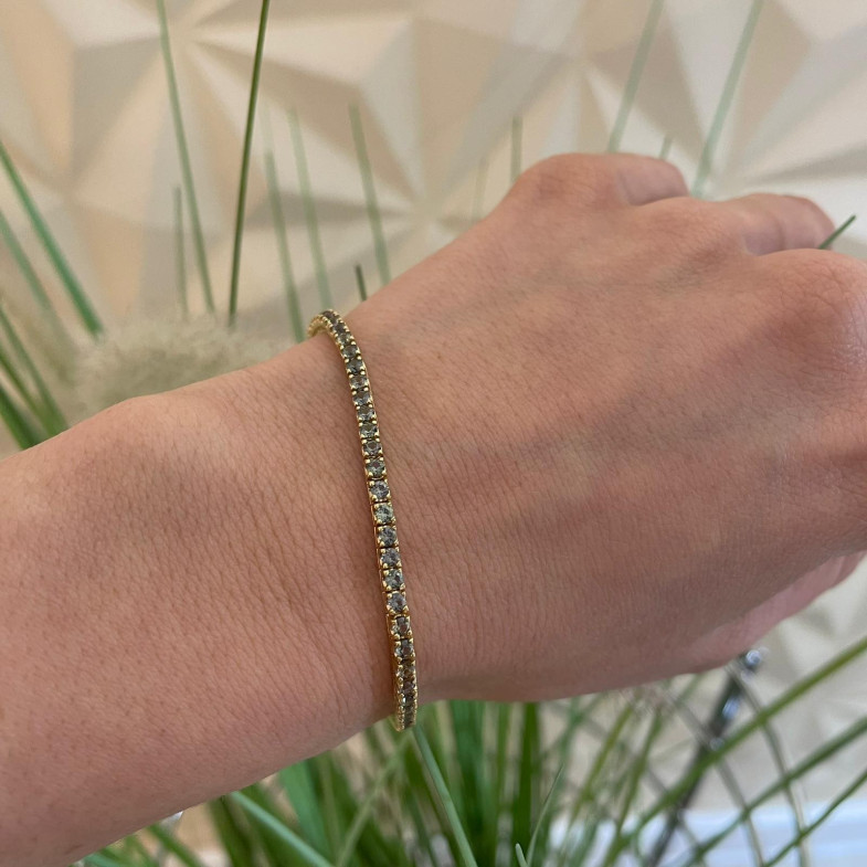 Bracelet en saphir vert clair 3.80ct Or jaune RAINBOW 26910295035