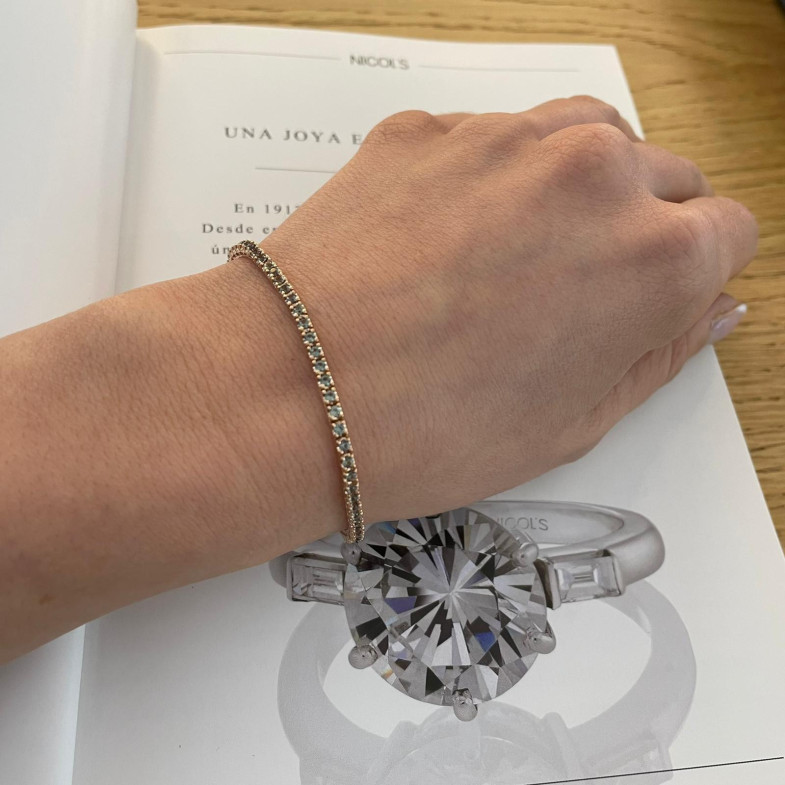 Bracelet Sapphire Green Claro 2.45ct Rose Gold RAINBOW 26910278035