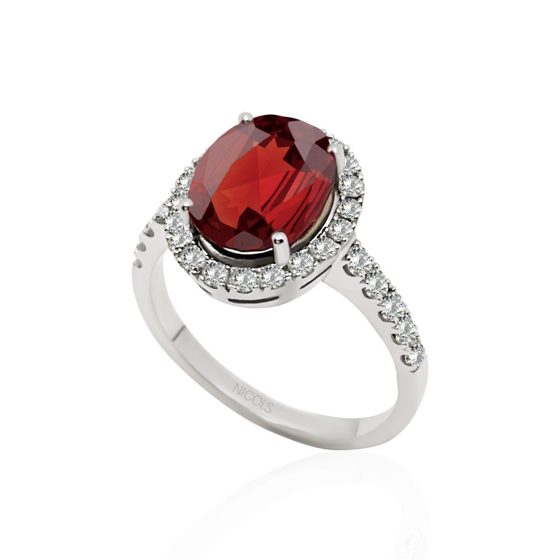 Anillo Granate 3.70ct Oro Blanco SUNSET OVAL 99929930011