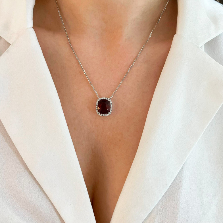 Collana di granato 6.90ct Oro bianco SUNSET SQUARE 99929930041