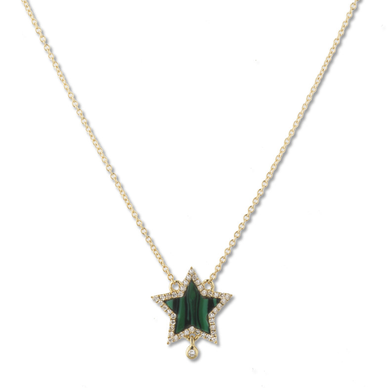 Halskette aus Malachit-Gold, undurchsichtige Steine, 14711151141