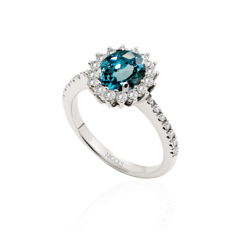 Anel de ouro Zircon Azul 3.12ct ORLA 99929890011