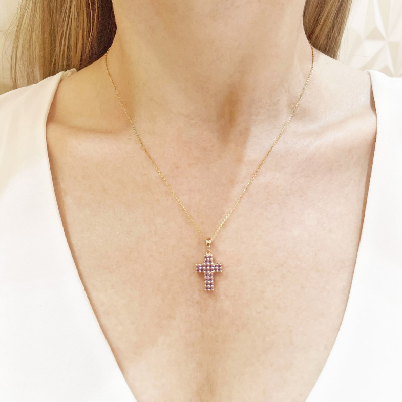 Doppeltes Amethystkreuz KATHOLISCHES ZEICHEN 20110623253