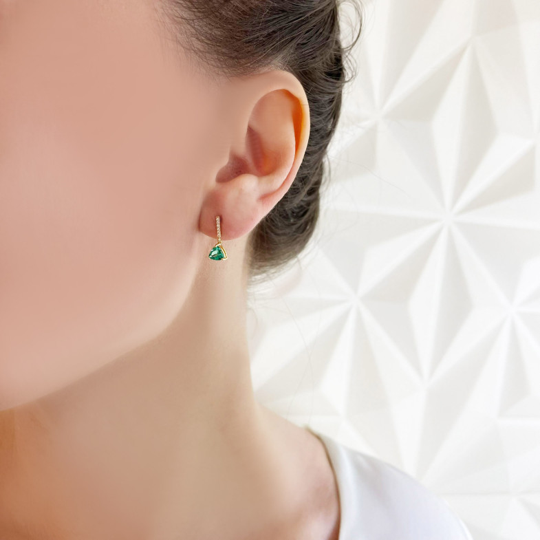 Green Quartz and Diamond Earrings TRILLON 14711195421