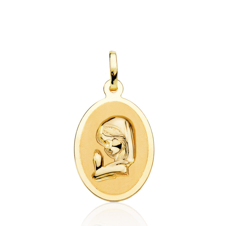 Medalla 20mm Virgen Niña Oval Bisel Liso 18kt 36210582052