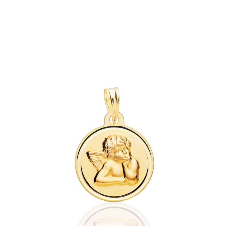 Medalla 14mm Angel Serafin Bisel Liso 18kt 36211111452