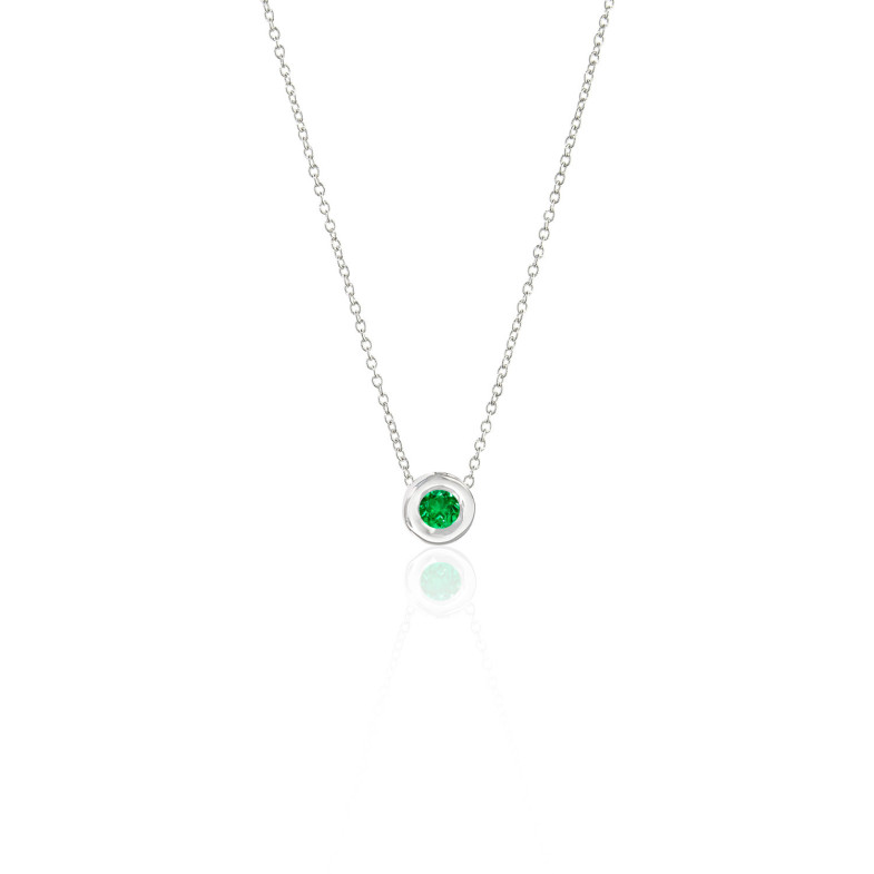Emerald Pendant 0.20 LADY White Gold and Chain 99922895142