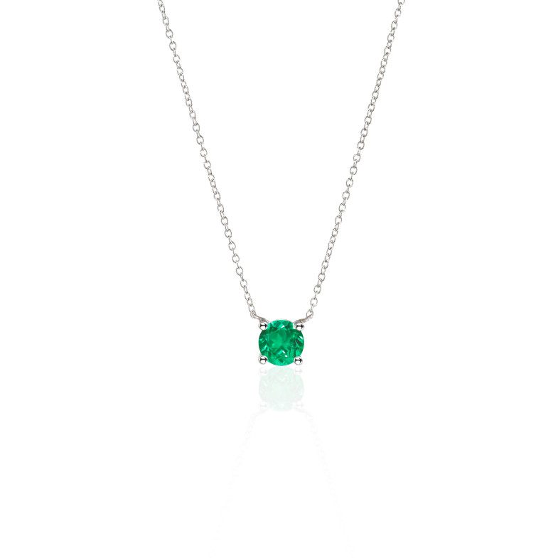 Emerald Pendant 0.50 KATHERINE White Gold and Chain 99920285742