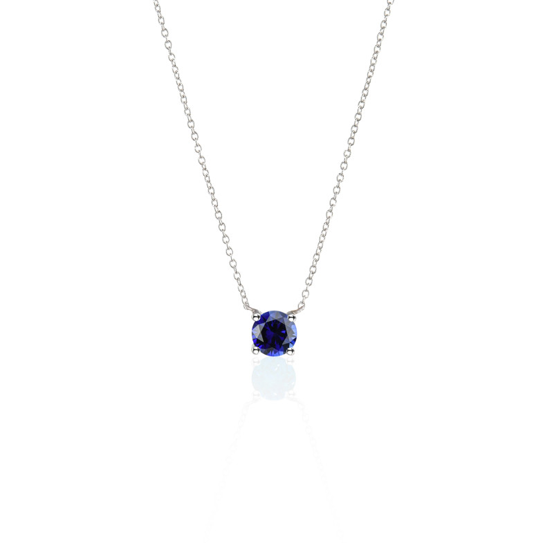 Pendentif Saphir 0.50 KATHERINE Or Blanc et Chaîne 99920285744