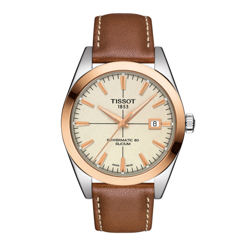TISSOT GENTLEMAN POWERMATIC 80 SILIZIUM MASSIVE 18K GOLDLÜNETTE T927.407.46.261.00